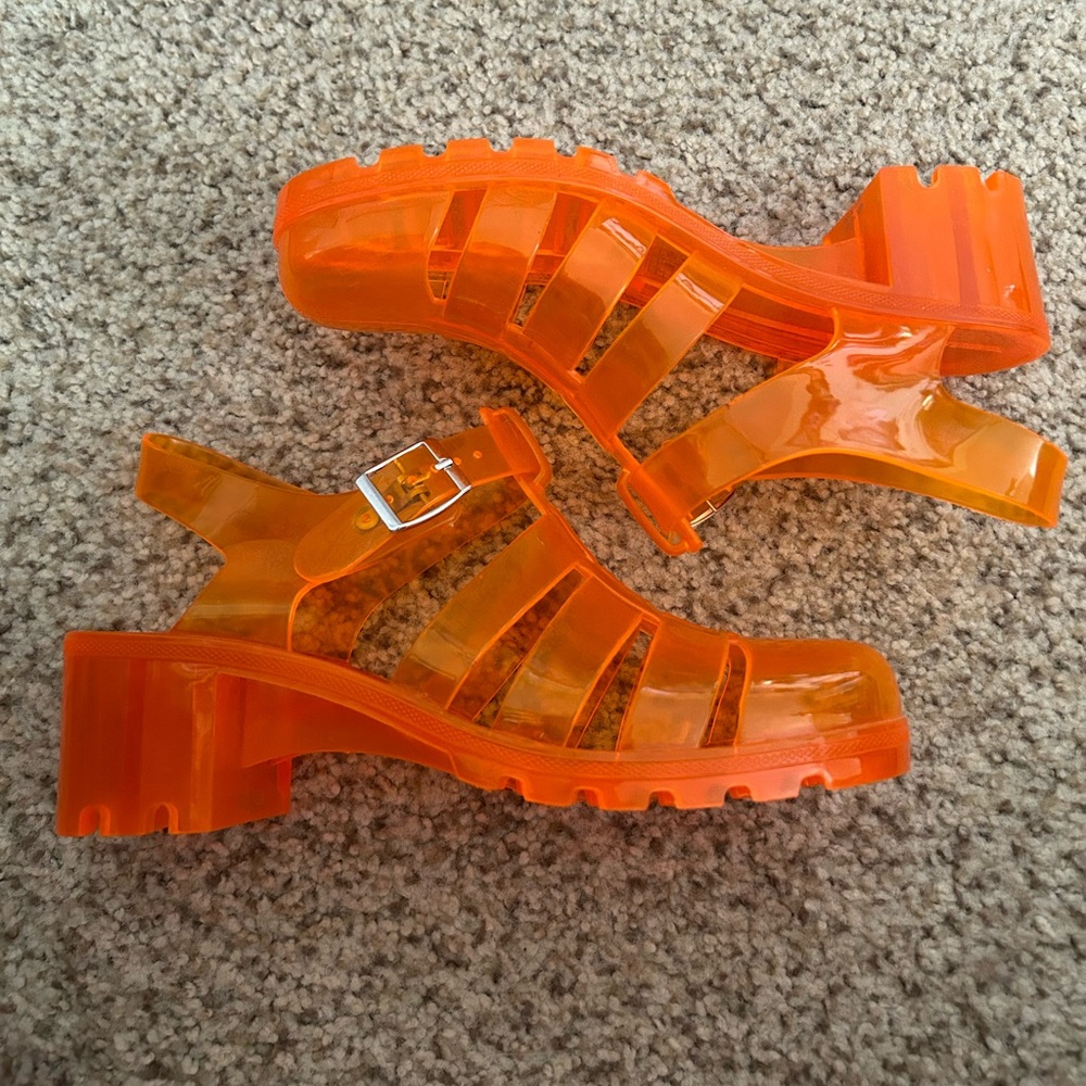 Orange Jelly Heeled Sandals
